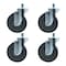 Bk Resources 5-inch Threaded Stem Casters, Gray Rubber Wheels, Top Lock Brake, 300lb Capacity, 4PK 5SBR-5ST-GR-PS4 - alternate 4